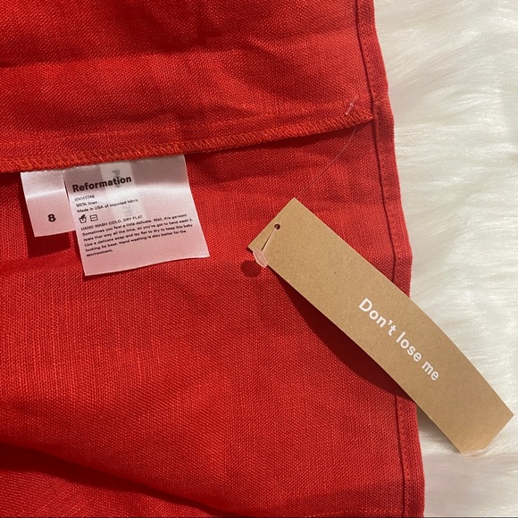 NWT Reformation Gina Red Linen Dress 8 - Picture 7 of 7